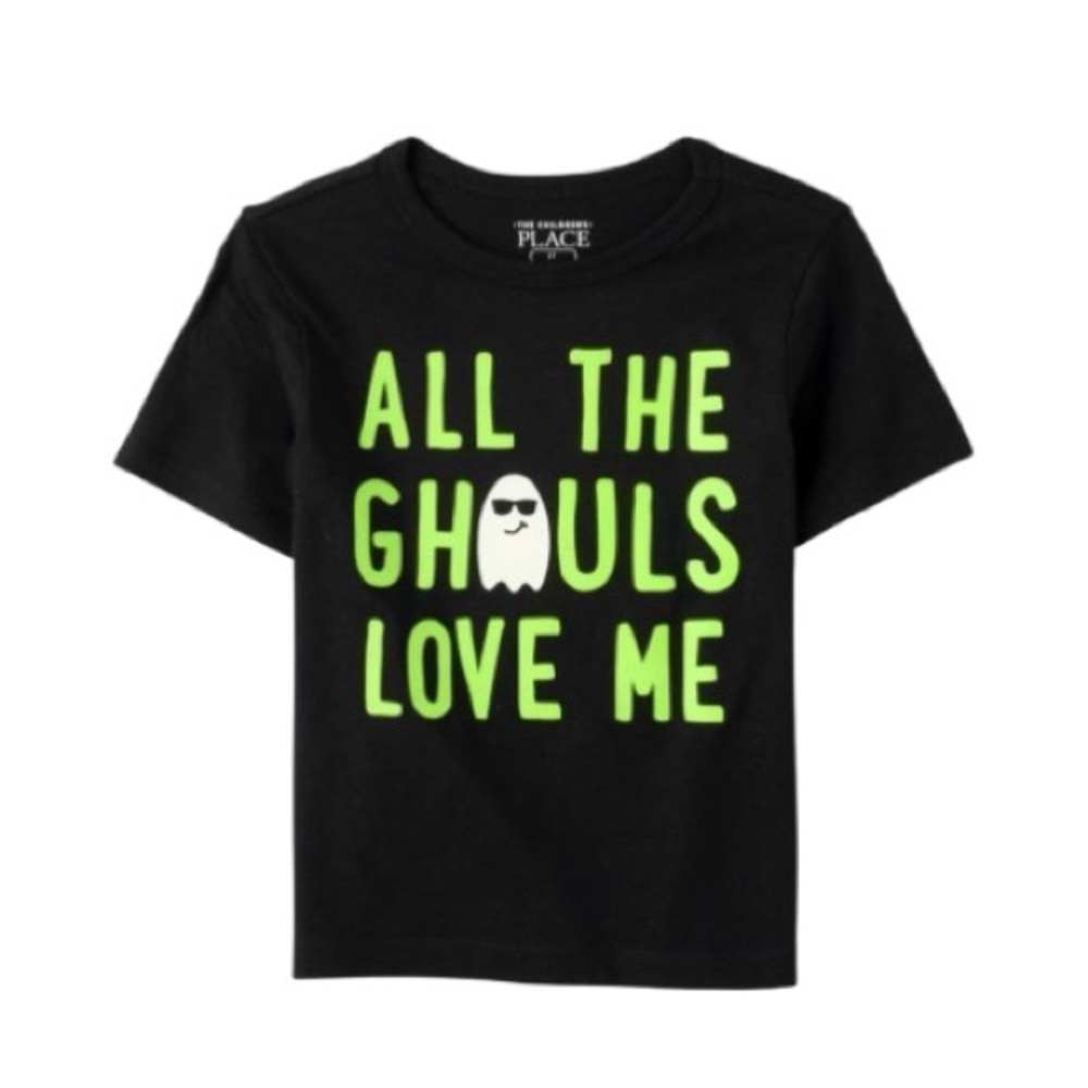 Childrens Place Black & Green Short Sleeve Halloween Glow in the Dark Tee 12-18M